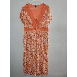 Torrid Orange Floral Midi Dress